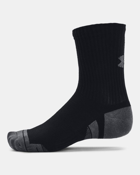 Unisex UA Performance Cotton 3-Pack Mid-Crew Socks in Black image number 3
